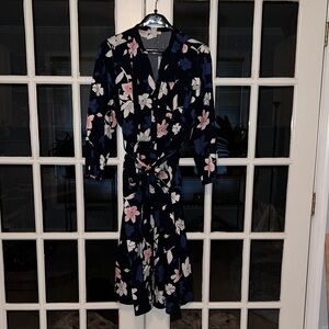 Navy Floral Long Sleeve Dress